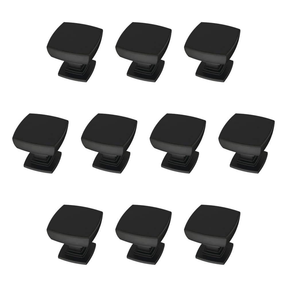 (10-Pack) Parow 1-1/8 in. (29 mm) Classic Matte Black Square Cabinet Knobs - Hercitys