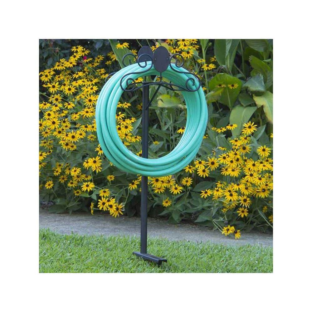 125 ft. Black Steel Decorative KD Hose Stand Garden Hose Reel - Hercitys