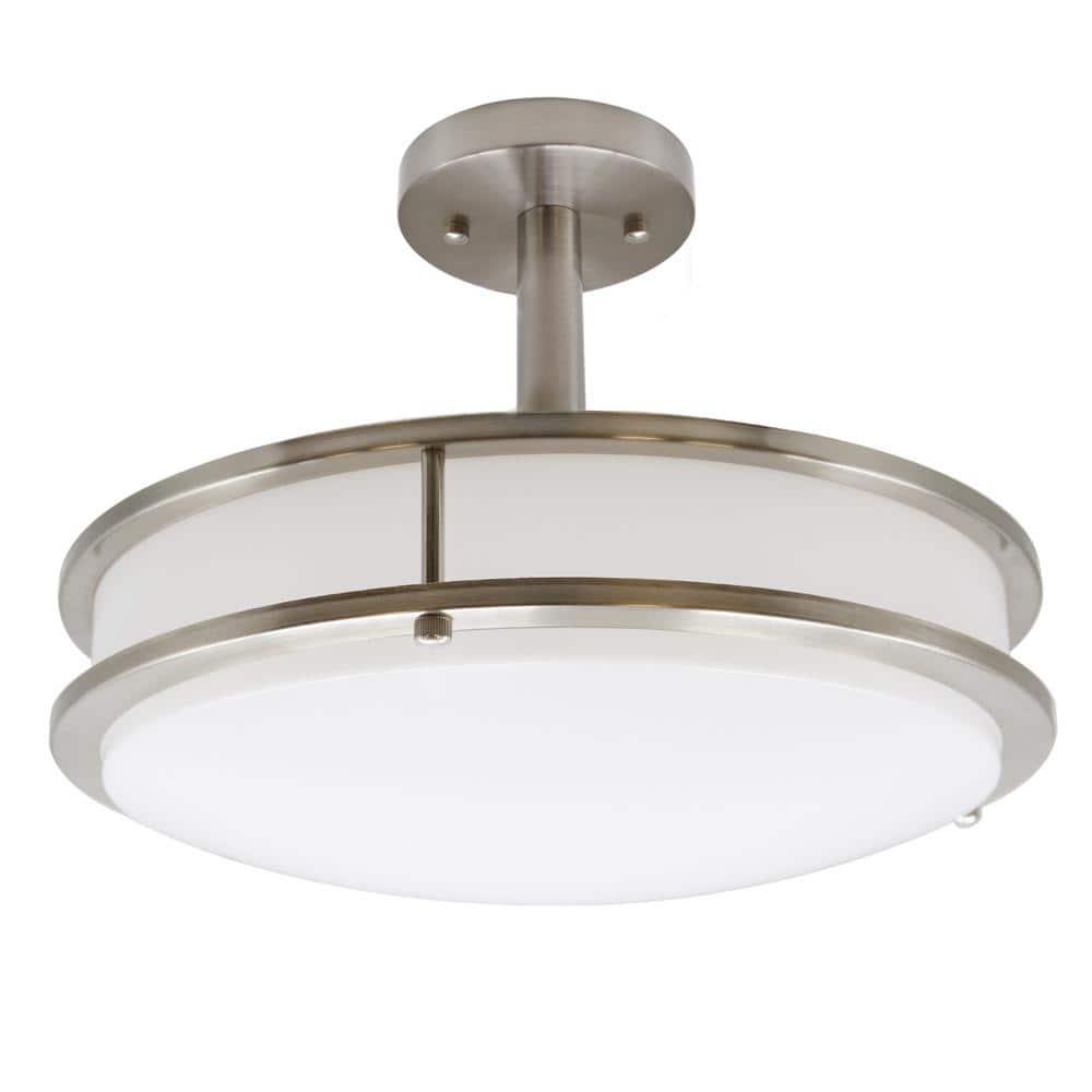 16 in. Brushed Nickel LED Chip Flush Mount Ceiling Light with Plastic Shade - Hercitys