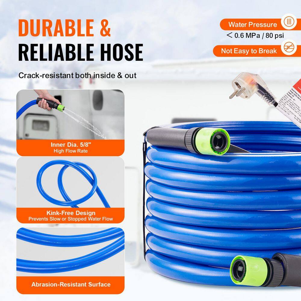 30 ft. Heated Water Hose for RV, Heated Drinking Water Hose Antifreeze to-45°F, Automatic Self-regulating, 5/8 in. - Hercitys