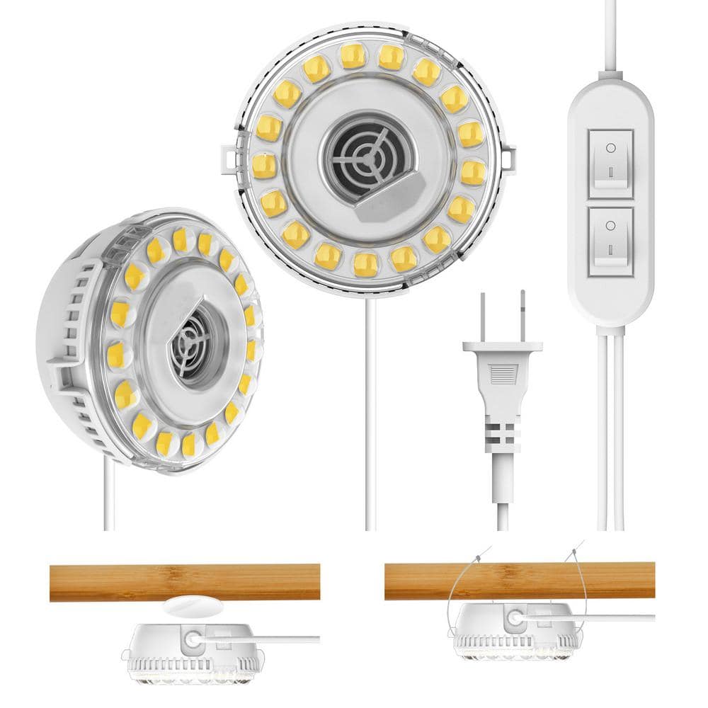 10-Watt Full Spectrum 2-Head Indoor LED Puck Grow Lights for Plant Shelf Greenhouse Hydroponic 4000K Daylight - Hercitys