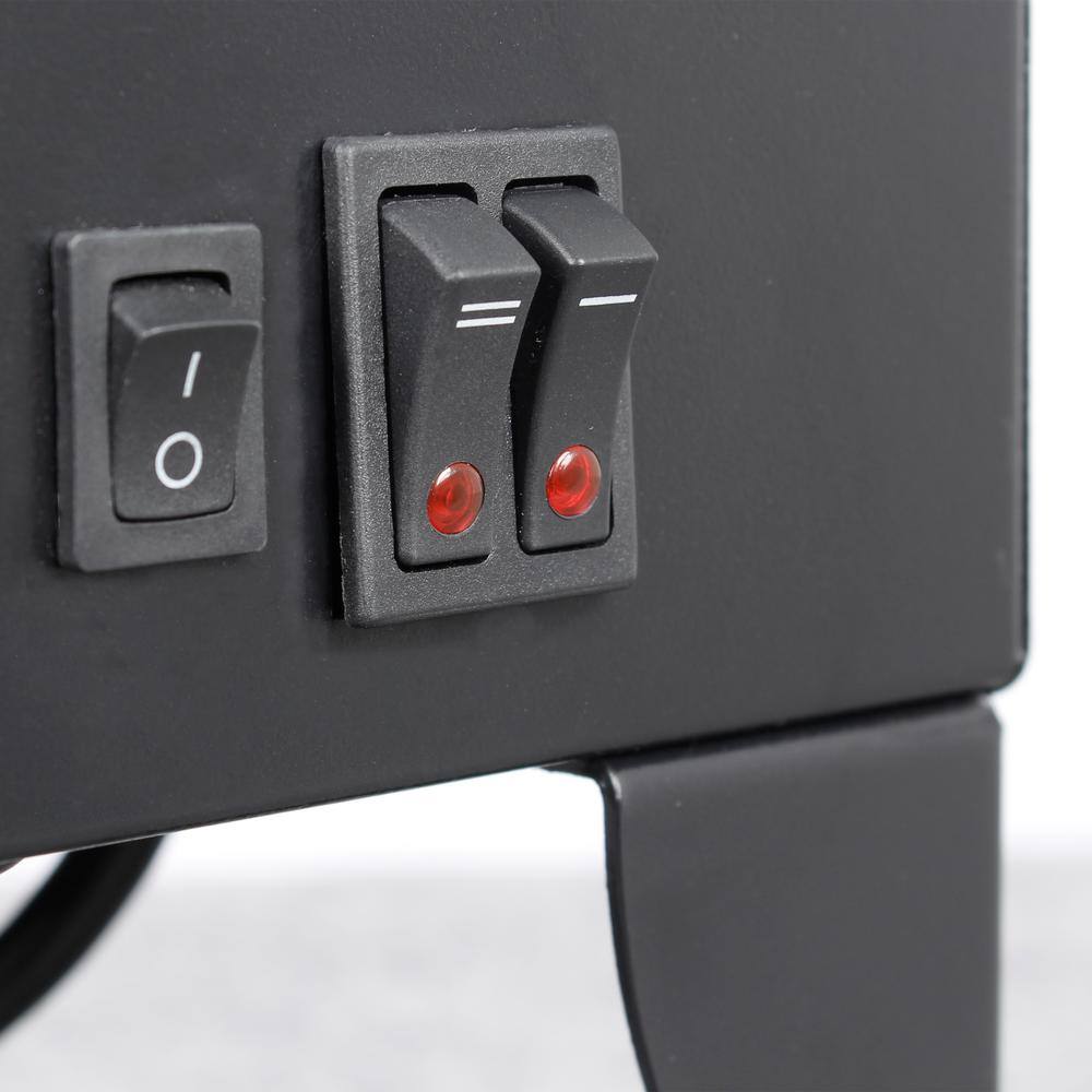 15 in. Black Freestanding 3D Flame Electric Infrared Quartz Fireplace Stove - Hercitys