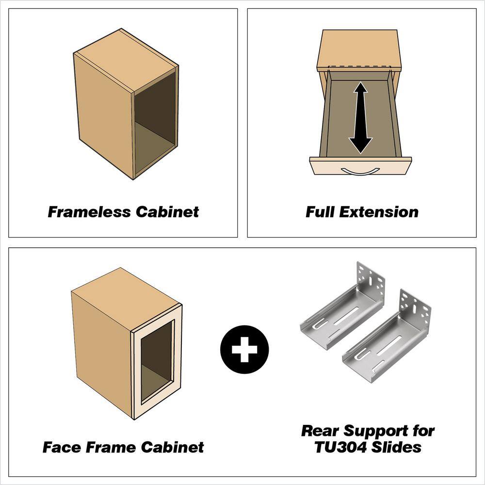(Pair) 20 in. (500 mm) Stainless Steel Full Extension Side Mount Ball Bearing Drawer Slides - Hercitys