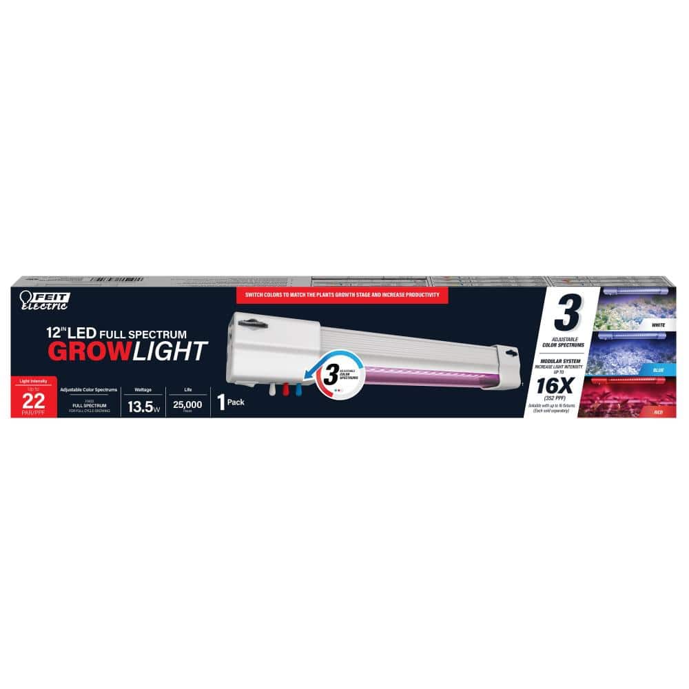 12.2 in. 13.5-Watt Vertical White LED 3 Adjustable Spectrum Linkable Plant Grow Light Fixture White Adjustable Light - Hercitys