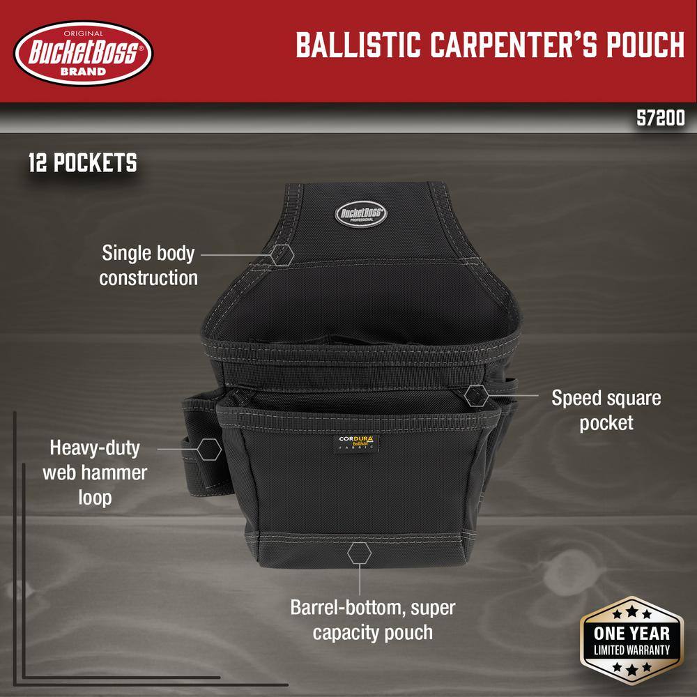 12 in. 12-Pocket Ballistic Carpenter’s Tool Belt Pouch - Hercitys