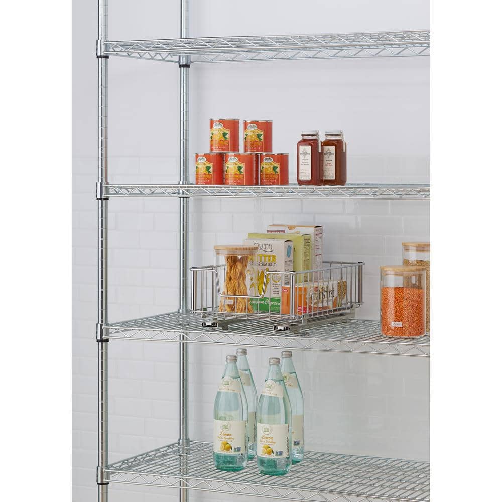 11.5 in. W x 17.75 in. D x 6.25 in. H Chrome Wire in Cabinet Pull-Out Bottom Mount Wire Drawer - Hercitys