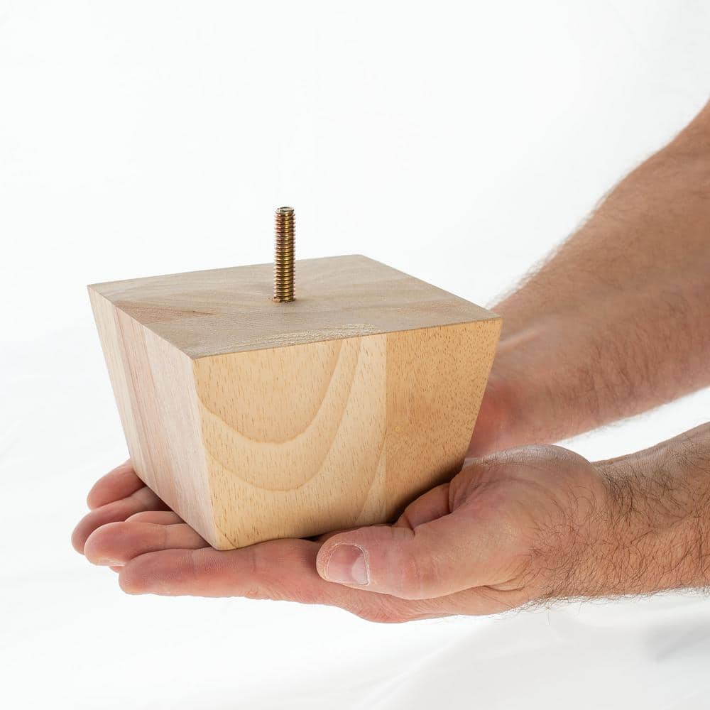 2-3/4 in. x 4-3/8 in. Stained Cherry Solid Hardwood Square Bun Foot (4-Pack) - Hercitys