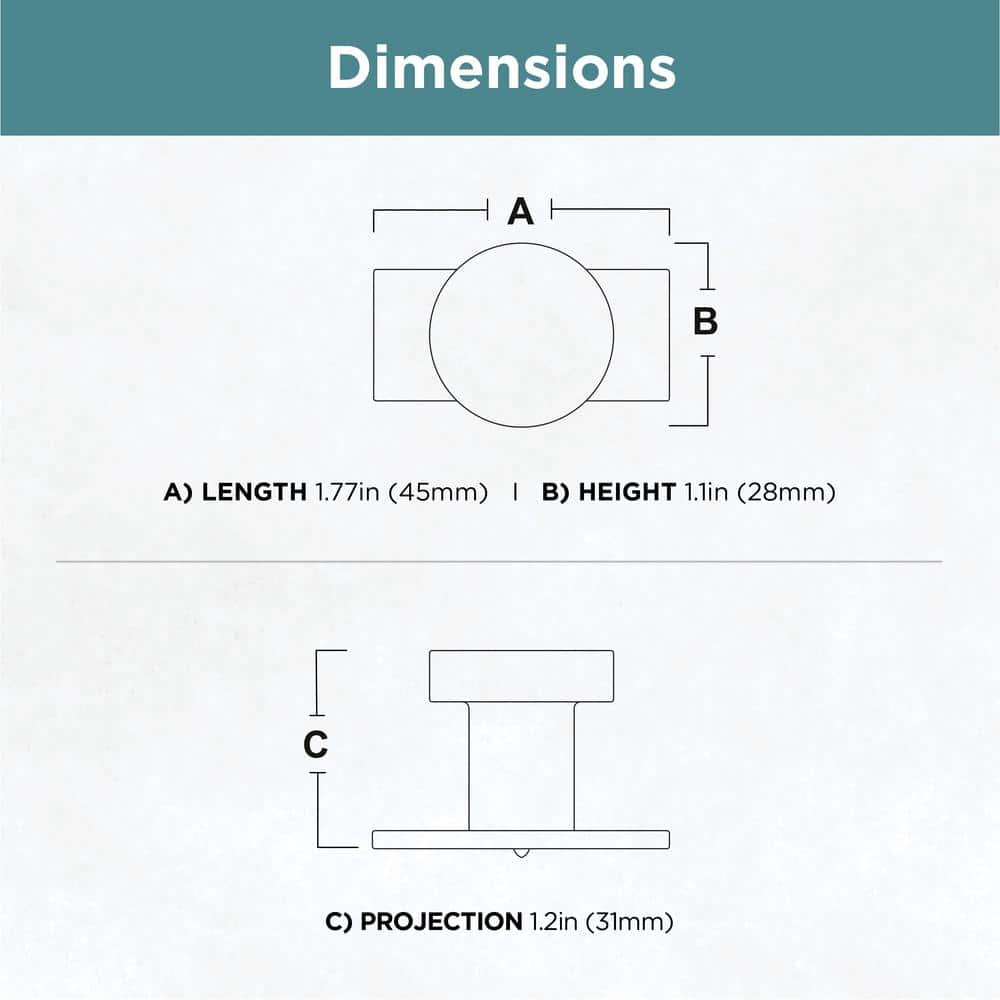 (10-Pack) Geometric Square Backplate 1-3/4 in. (45 mm) Modern Matte Black Round Cabinet Knobs with Backplate - Hercitys