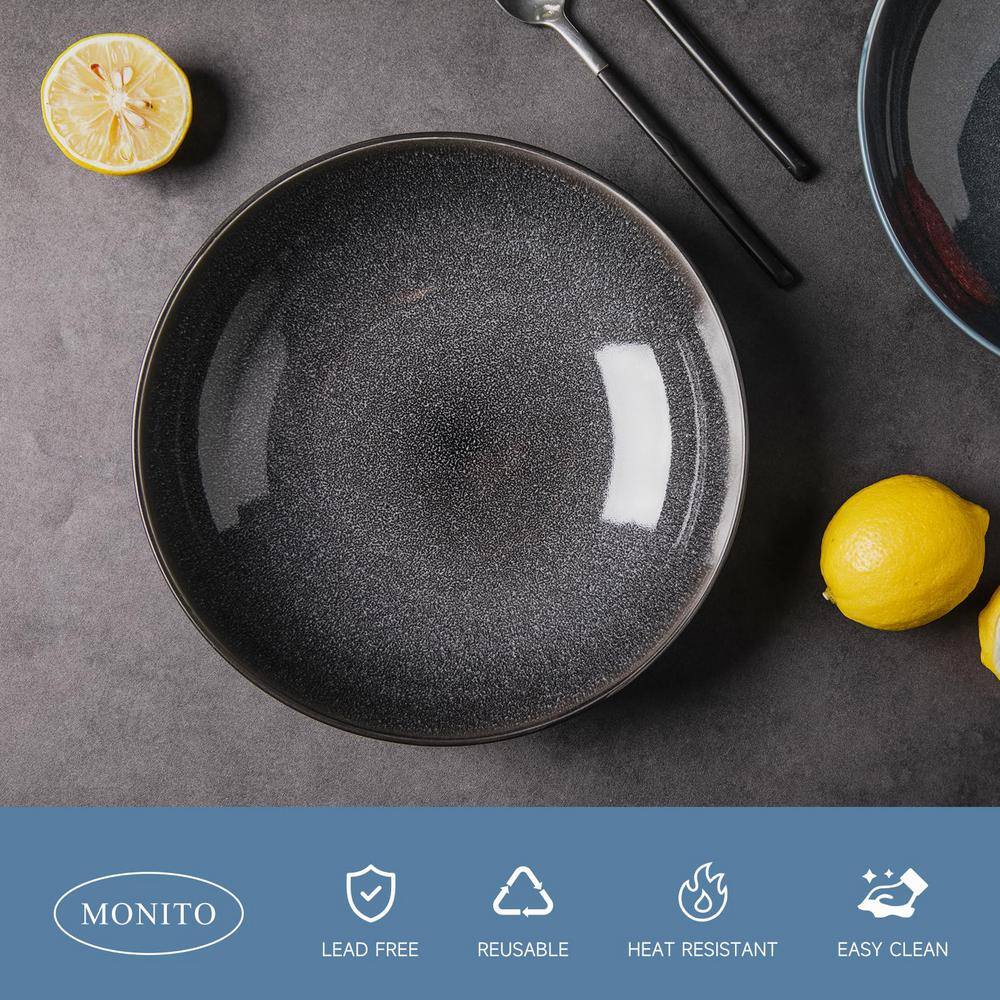 38 fl. oz. Blue Ceramic Bowls (Set of 2) Dishwasher and Microwave Safe - Hercitys