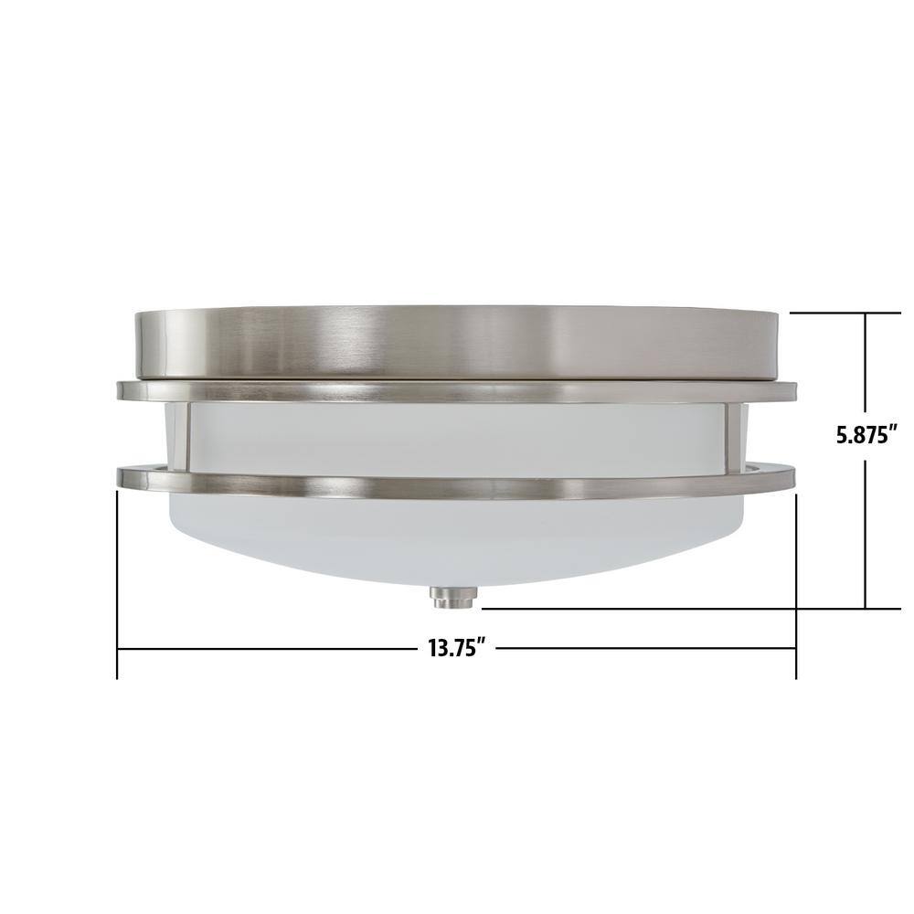 13.75 in. 1-Light Brushed Nickel LED Flush Mount - Hercitys