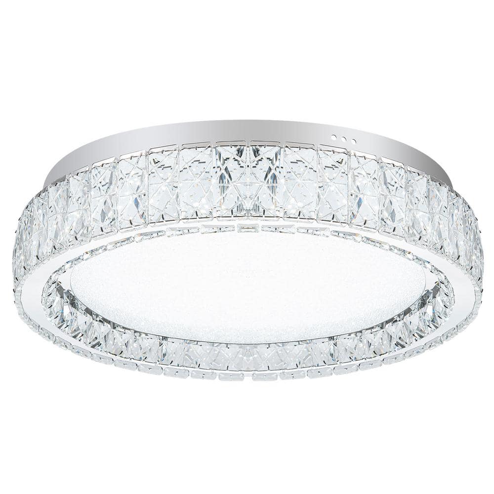 21.6 in. 1-Light Modern Crystal Chrome LED Flush Mount Ceiling Light - Hercitys