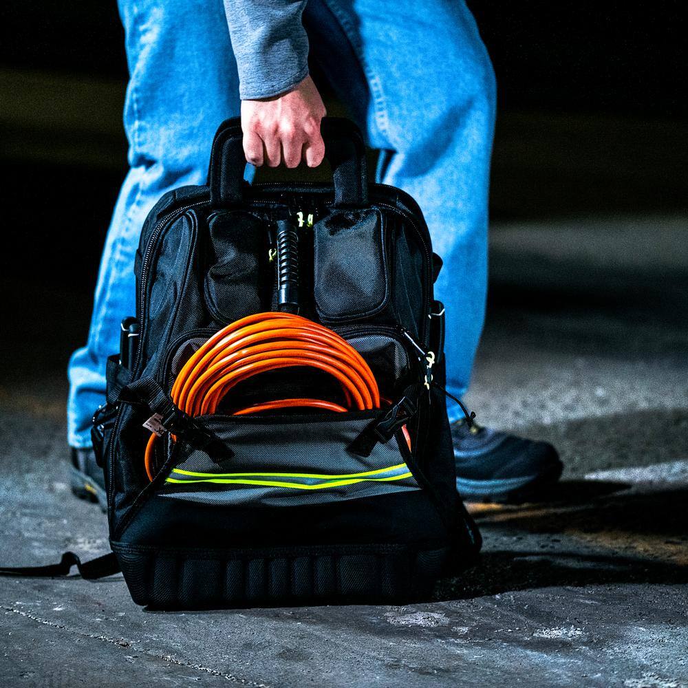 14 in. Heavy Duty High Visibility Protech 32-Pocket Tool Bag Backpack - Hercitys