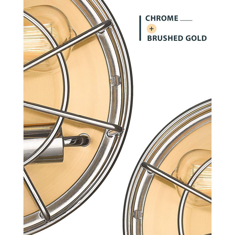 11.4 in. 2-Light Living Room Hallway Gold and Chrome Flush Mount Ceiling Light - Hercitys