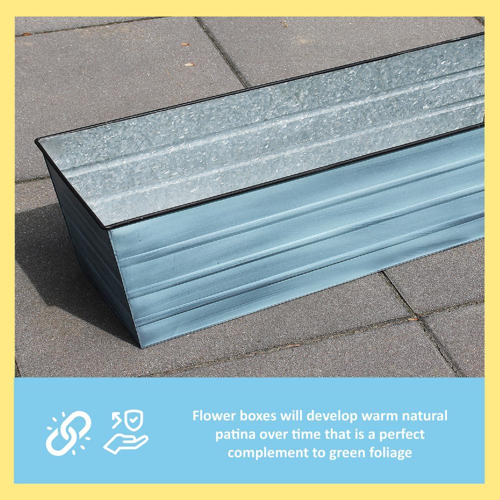 35.25 in. W Nantucket Blue Large Galvanized Steel Flower Box Planter - Hercitys