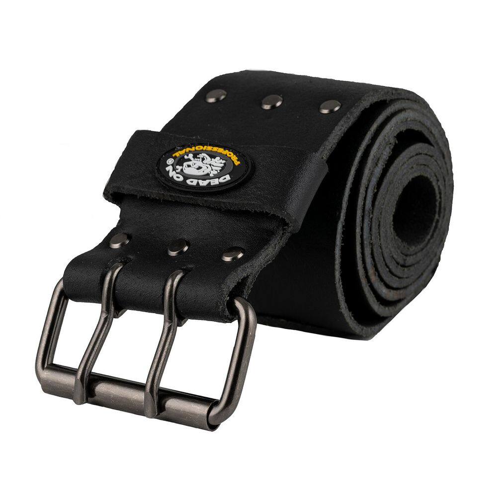 3 in. Wide Oil Tan Tool Belt in Black Saddle Leather with Double Tongue Roller Buckle - Hercitys