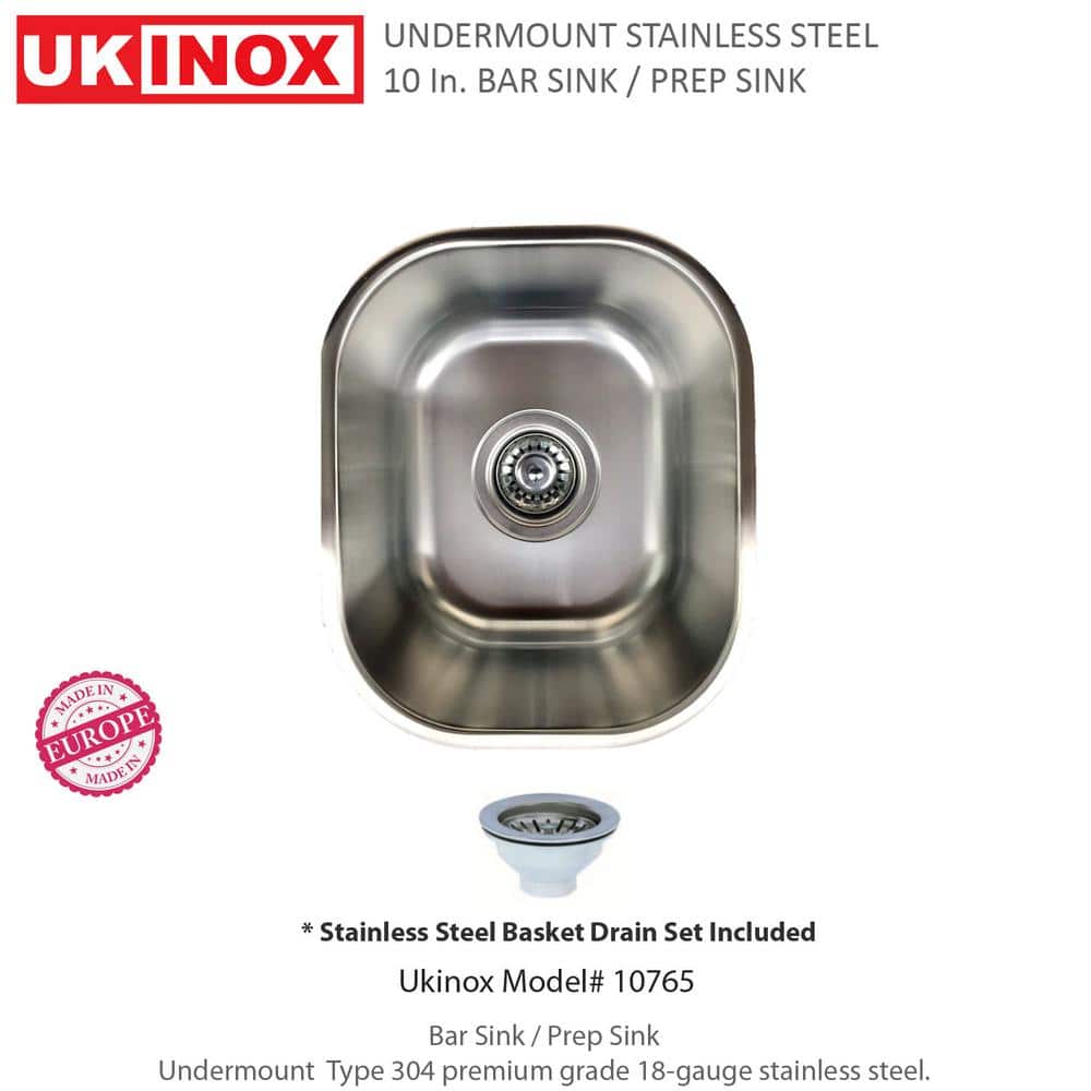 18 Gauge Stainless Steel 10 in. Undermount Bar Sink - Hercitys
