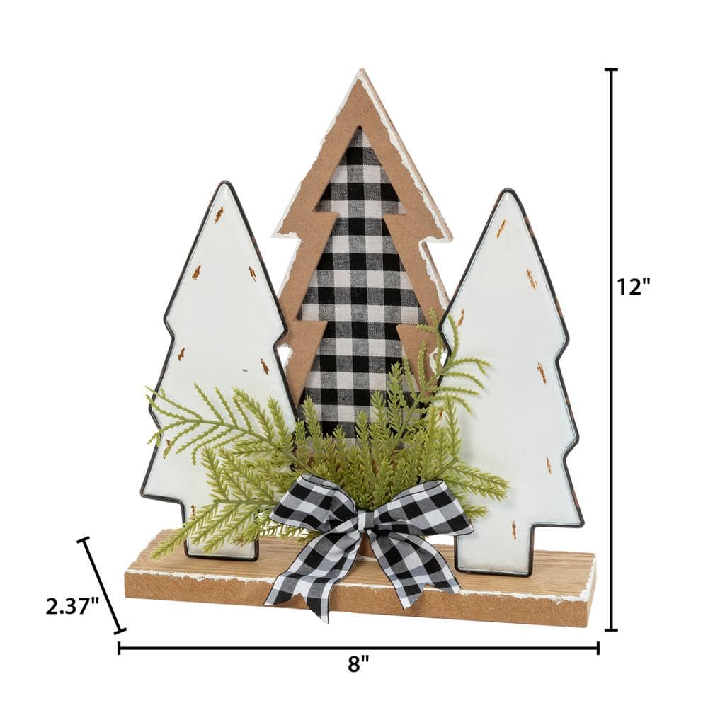 12 in. H Wood Holiday Trees w/Pine & Bow Accent - Hercitys