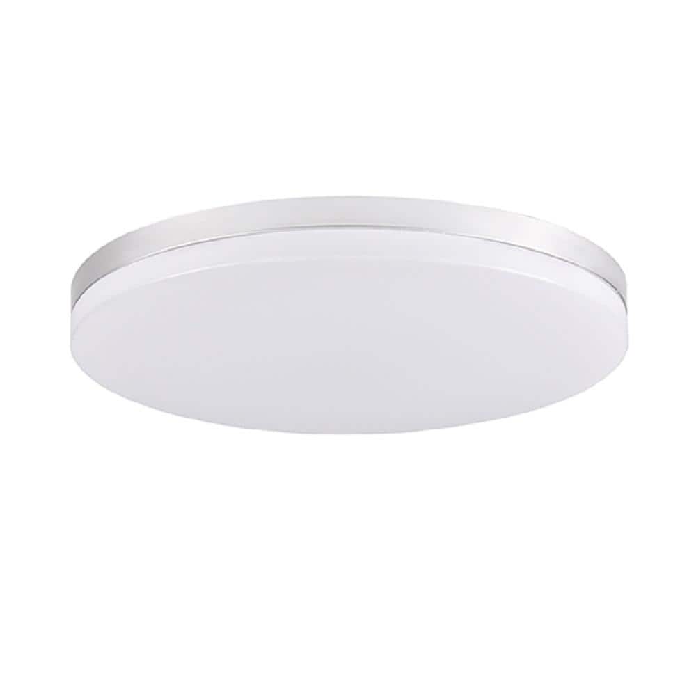 13 in. White LED Ceiling Light with Silver Rim, 4000K Cool White lighting, Dimmable - Hercitys