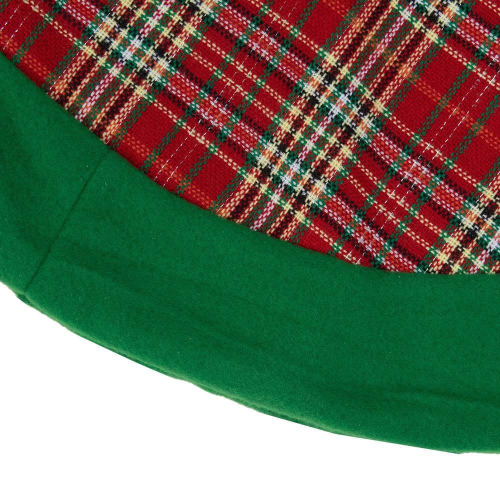 24 in. Green and Red Tartan Christmas Tree Skirt - Hercitys