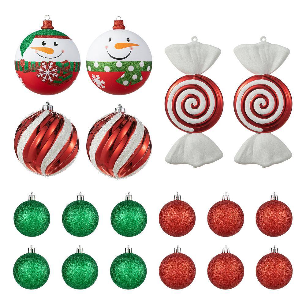 18 CT Christmas Whimsical Red and Green Deluxe Large Ornaments - Hercitys