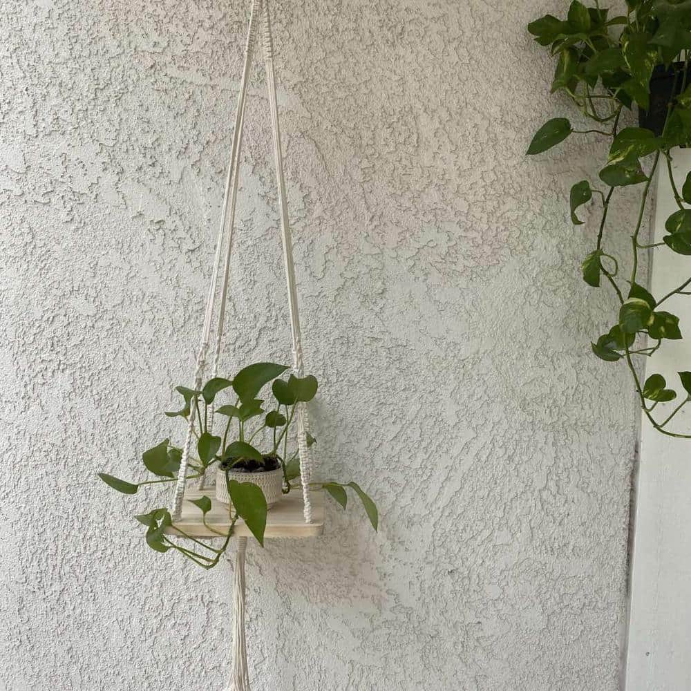 10 in. Wood Macrame Hanging Shelf - Hercitys