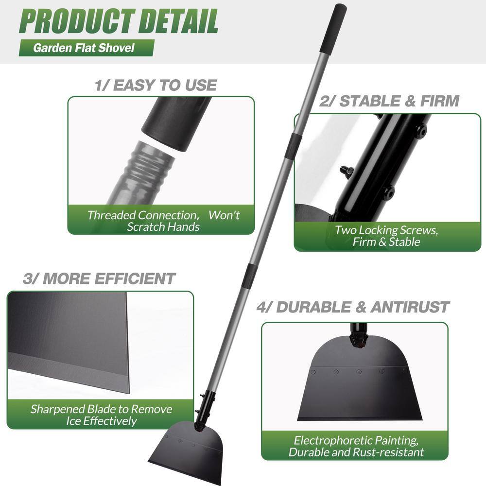 42.6 in. Stainless Steel Handle Steel Blade Snow Shovel - Hercitys