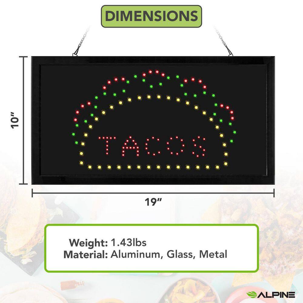 19 in. x 10 in. LED Rectangular TACO Sign with 2 Display Modes - Hercitys