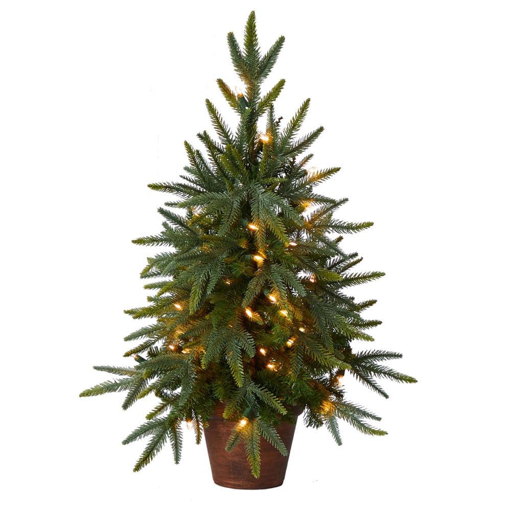 2.5 ft. Artificial Christmas Tree with Copper Planter and Clear Lights - Hercitys