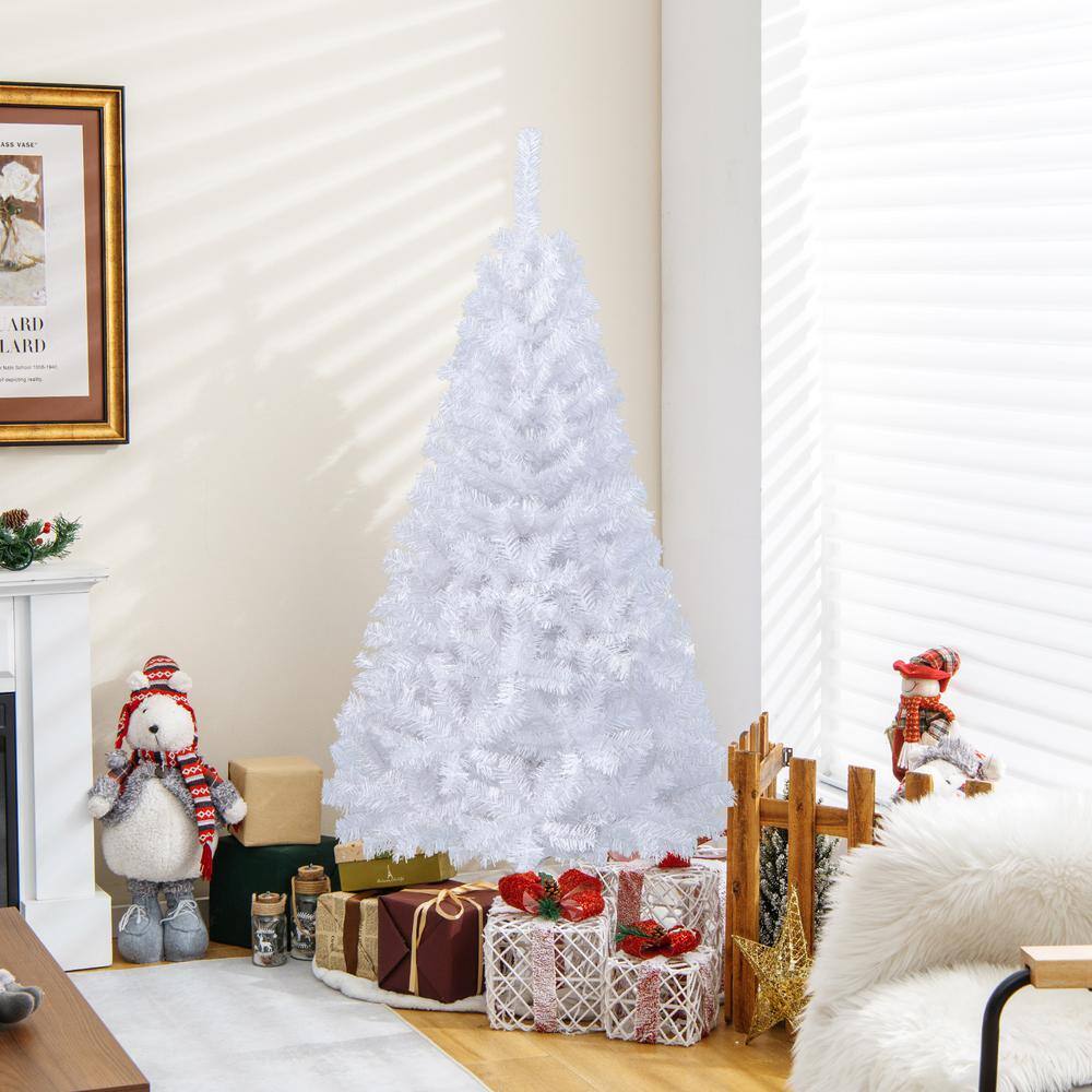 5 ft.White Unlit Christmas Tree with Solid Metal Legs - Hercitys