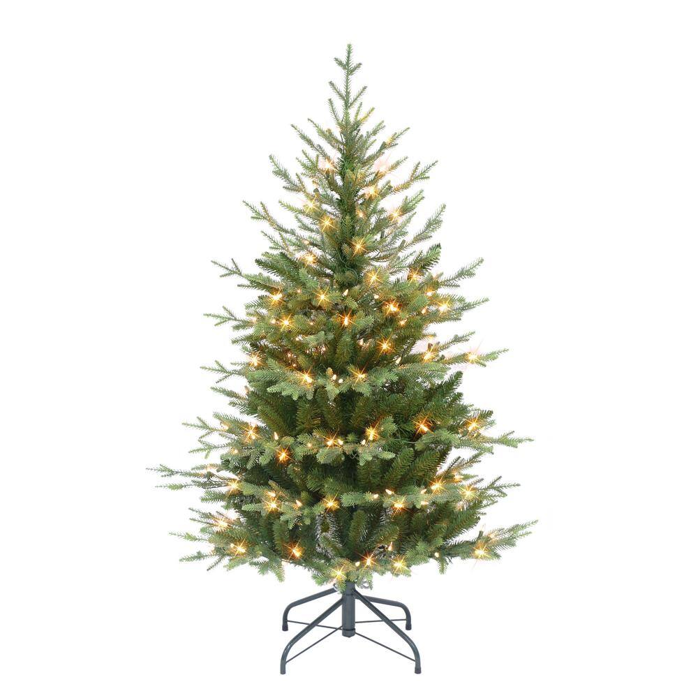 4.5 ft. Prelit Slim Balsam Fir Artificial Christmas Tree with 200 UL-Listed Clear Incandescent Lights - Hercitys