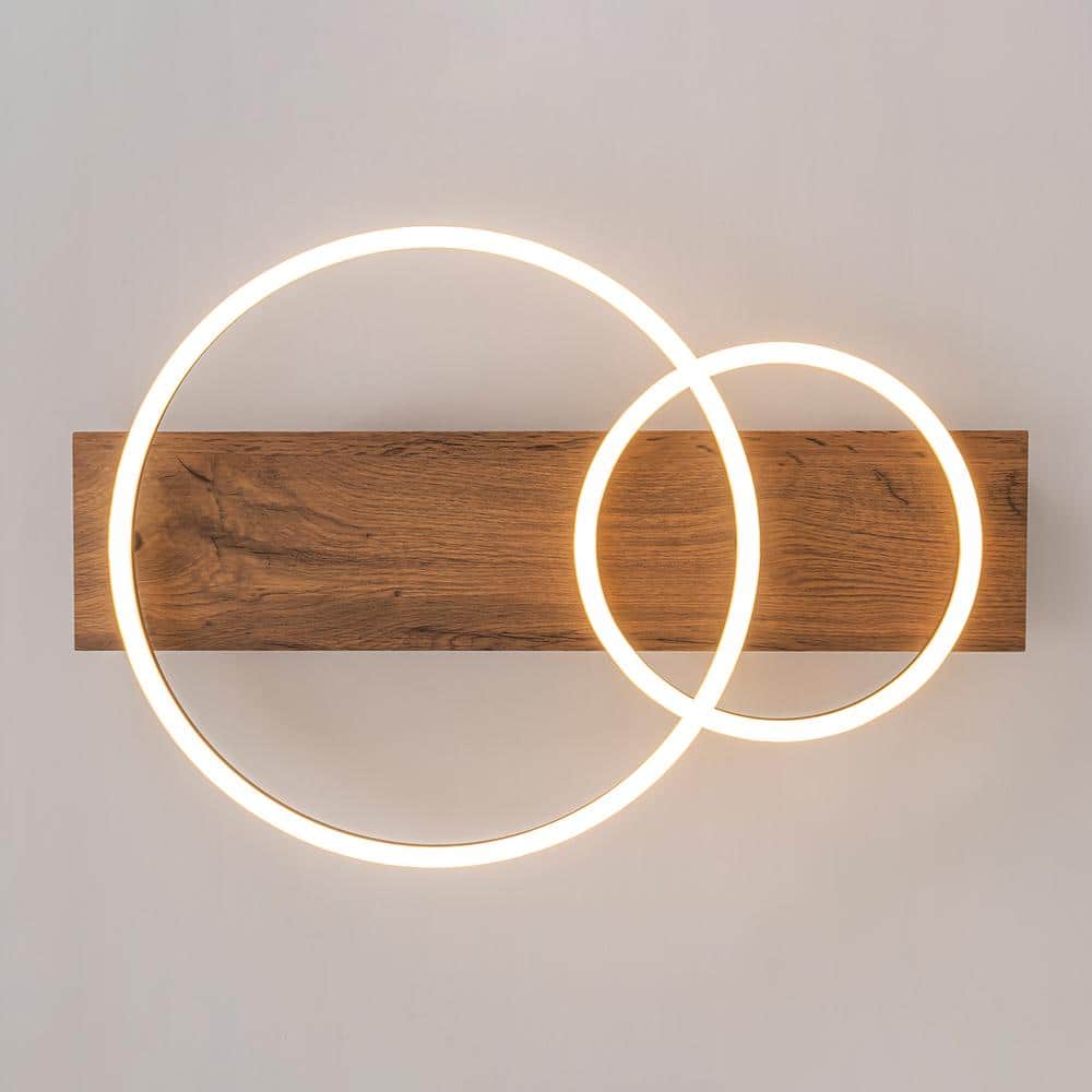 23.6 in. 2-Light Farmhouse Wood Integrated LED Flush Mount Ceiling Light - Hercitys