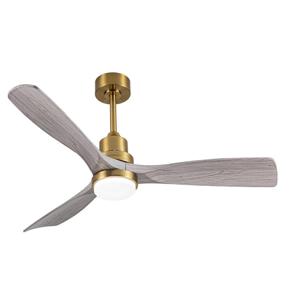 52 in. Indoor/Outdoor Gold Modern Ceiling Fan with LED Light and Remote - Hercitys