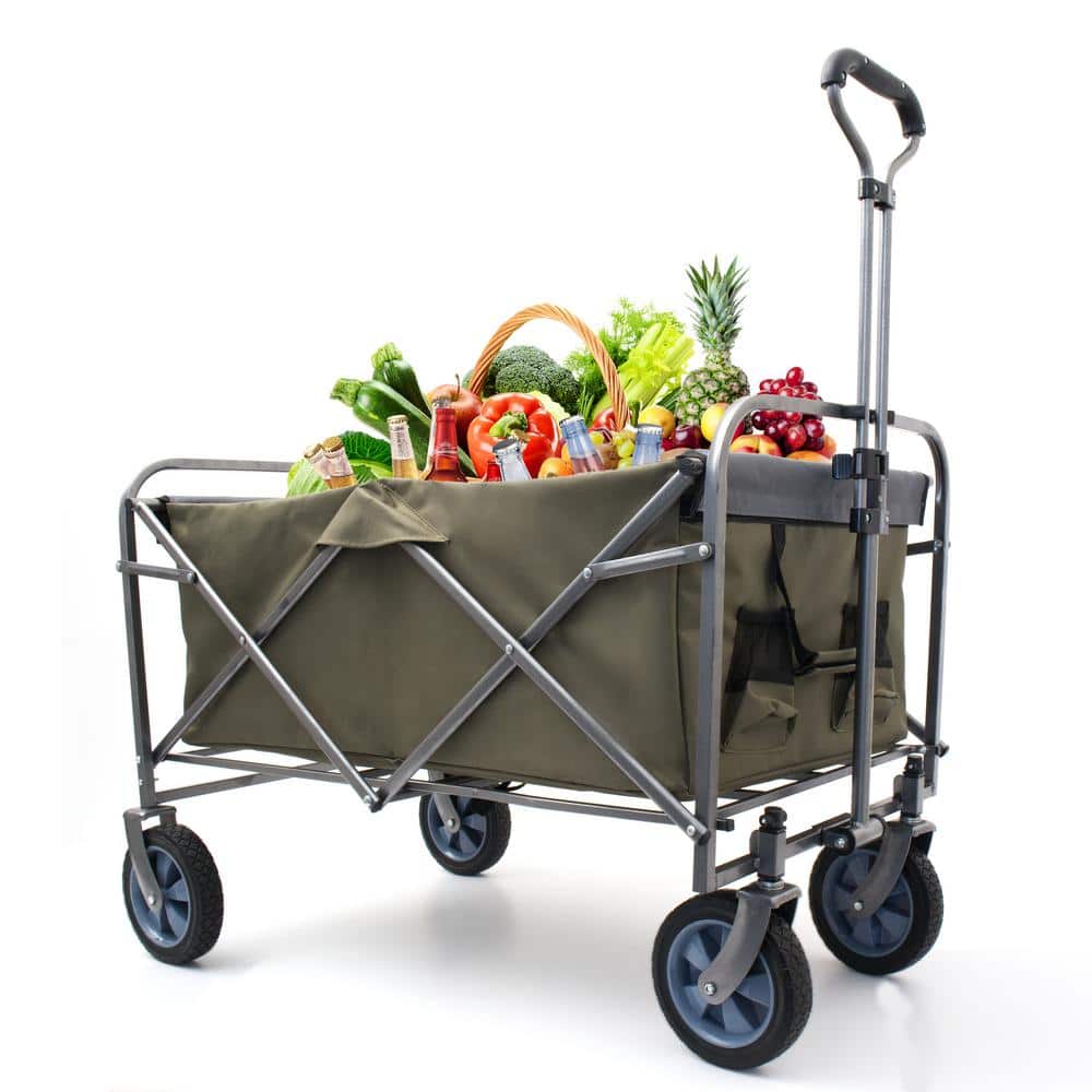 3.5 cu. ft. Solid Wheels Tools Cart, Wagon Cart, Metal Garden Cart Trucks in Black - Hercitys