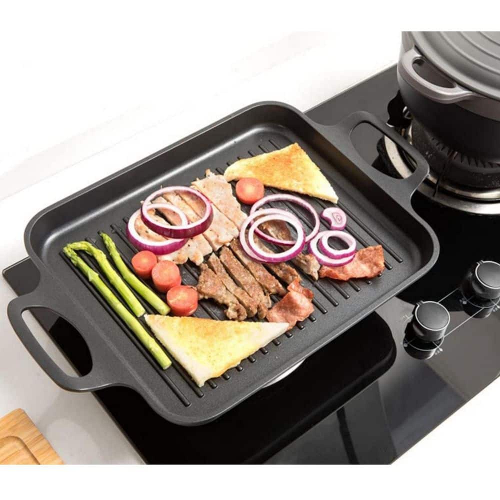 13 in. x 10.6 in. Aluminum Nonstick Grill Pan, Induction Stove Top Grill Plate, Gas Range Grill Panel/Skillet - Hercitys