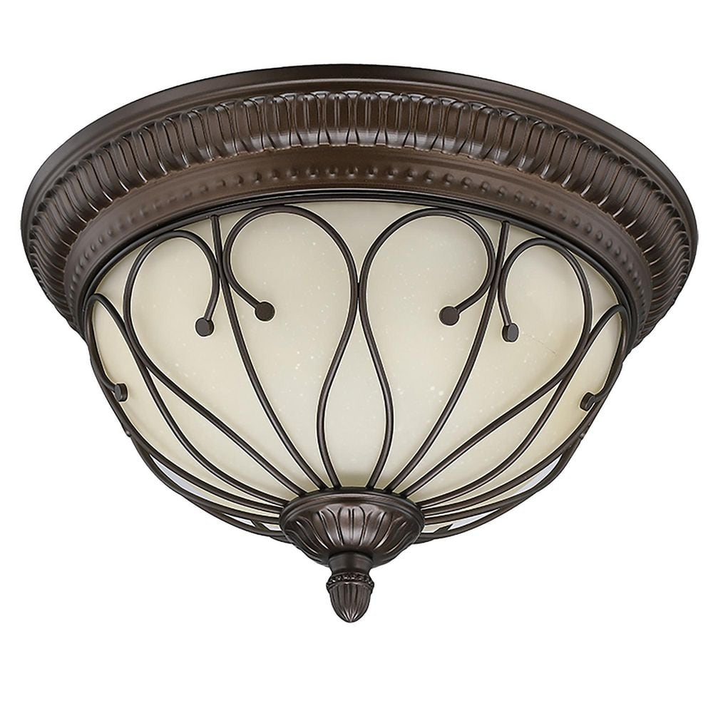 2-Lights Semi Flush Mount with Clear Glass, a Painted Woodgrain Finish, 2*E26 - Hercitys