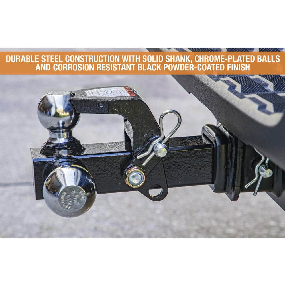 1-7/8 in., 2 in., 2-5/16 in. Chrome Towing Balls Tri-Ball Hitch with Pintle Hook - Hercitys