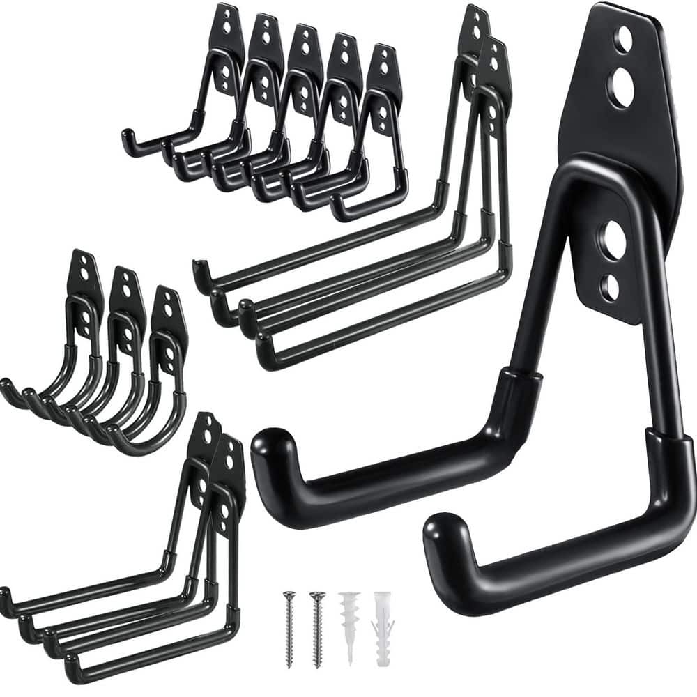 2.75 in. x 6.9 in. x 6.3 in. Steel Black Storage Hook for Greenhouse Hanger for Organizing Power Tools, 12-Pieces - Hercitys