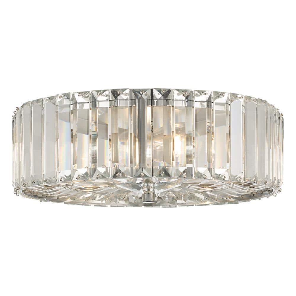 13 in. 2-Light Chrome and Crystal Flush Mount Ceiling Light - Hercitys