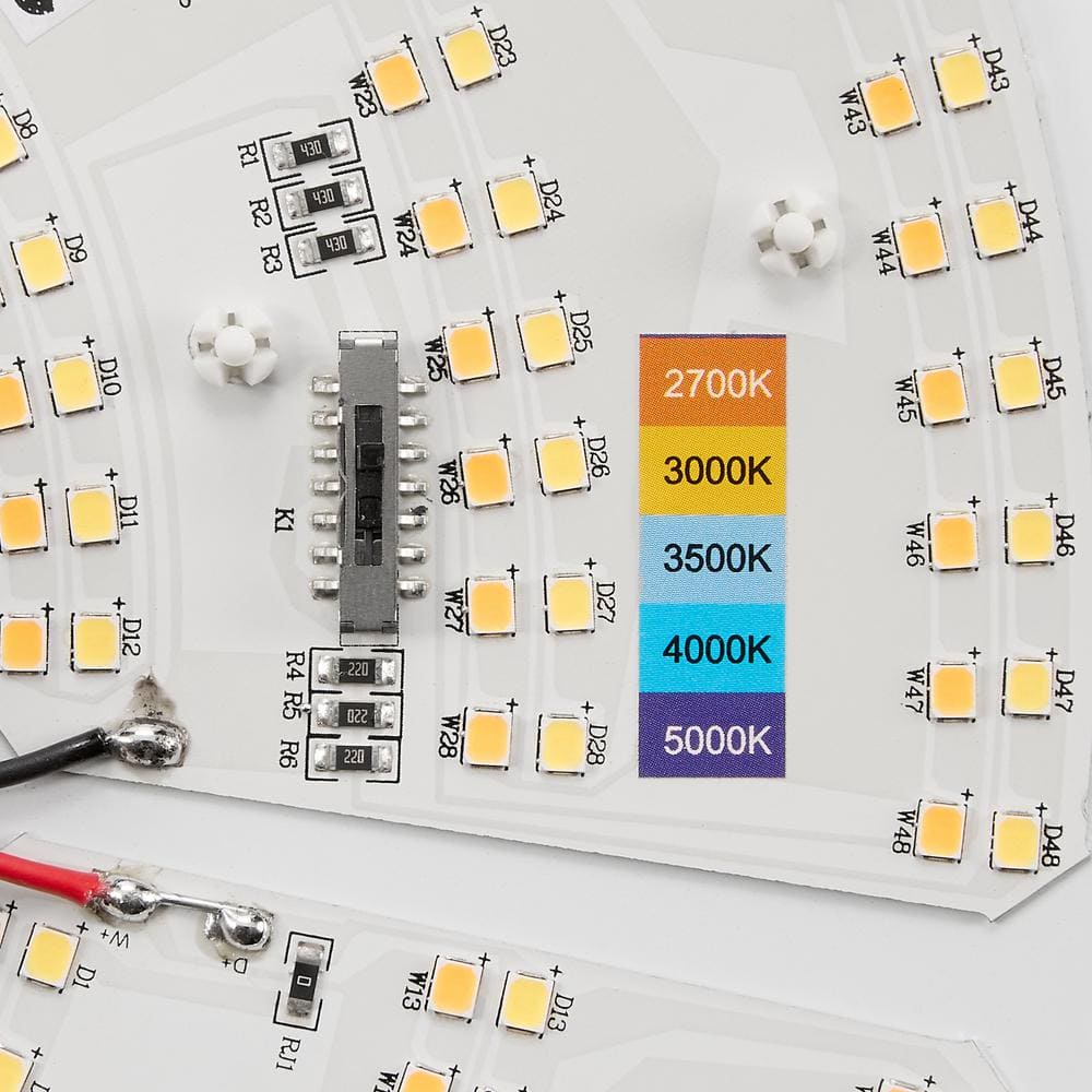 16 in. Black LED Ceiling Mount Fixture, 5 CCT 2700K-5000K, 3600 Lumens, Dimmable - Hercitys