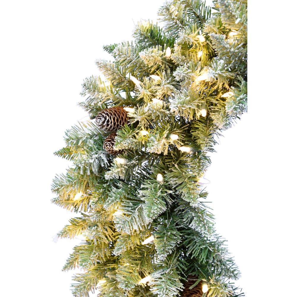 48 in. Pre-Lit LED Artificial Christmas Wreath with Pinecones - Hercitys