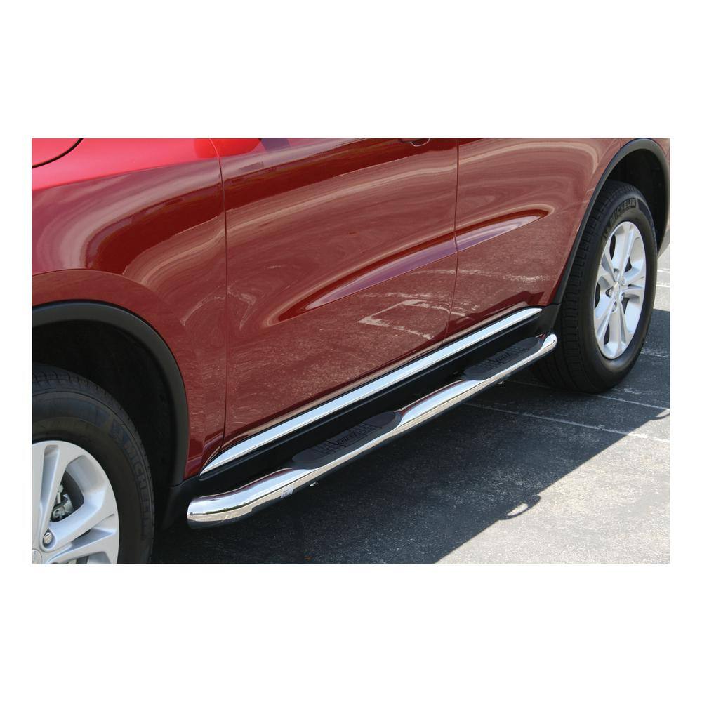 3-Inch Round Polished Stainless Steel Nerf Bars, No-Drill, Select Dodge Durango - Hercitys