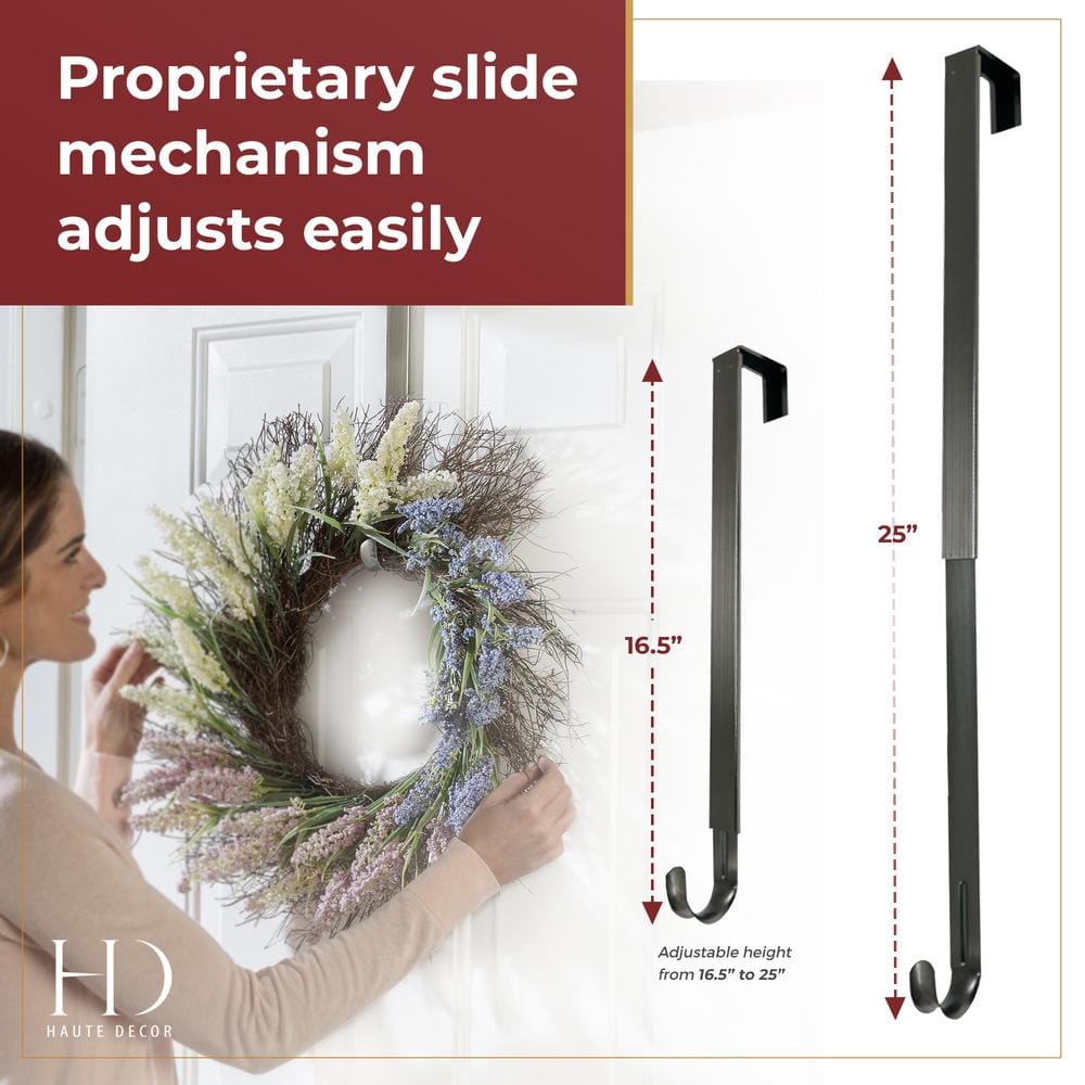 15.75 in. Brushed Nickel Metal Adjustable Wreath Hanger - Hercitys