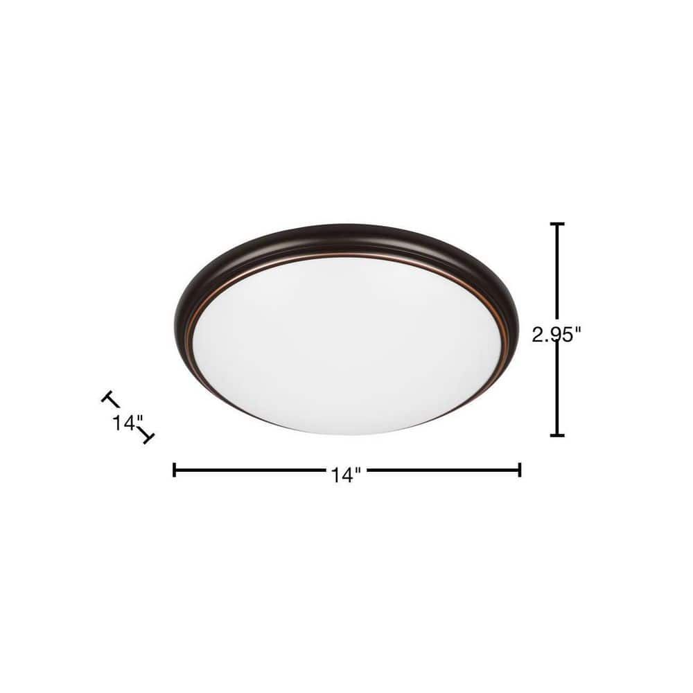 14 in. Light Brushed Nickel and Oil-Rubbed Bronze Adjustable CCT Integrated LED Flush Mount with Interchangeable Trim - Hercitys