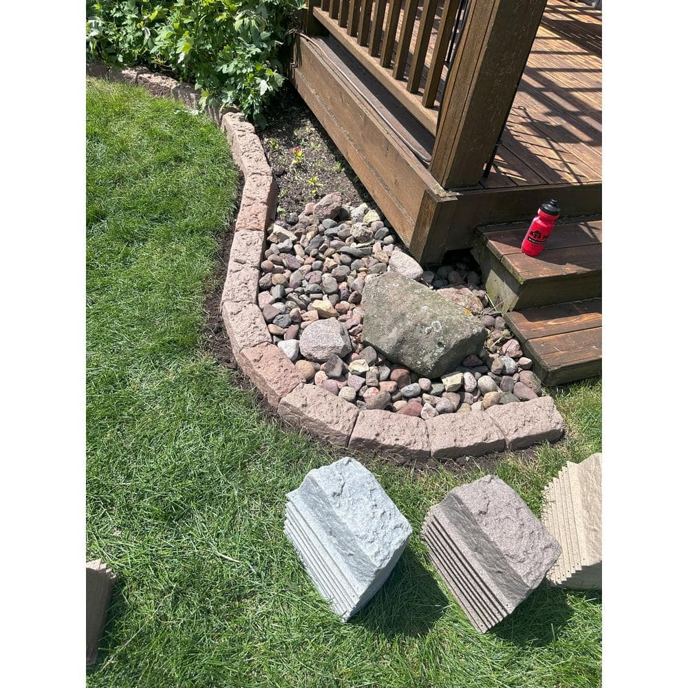 10 in. L x 4 in. W x 4 in. H Small Plastic Block Edging 16-Piece Kit in Gray - Hercitys