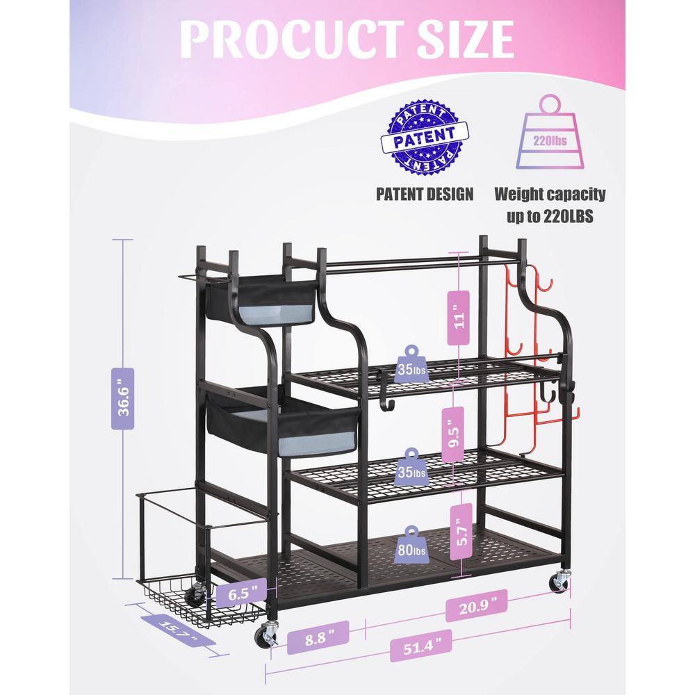 220 lbs. Yoga Mat Storage Racks Gym Sports Equipment Storage organizer With Black Finish - Hercitys