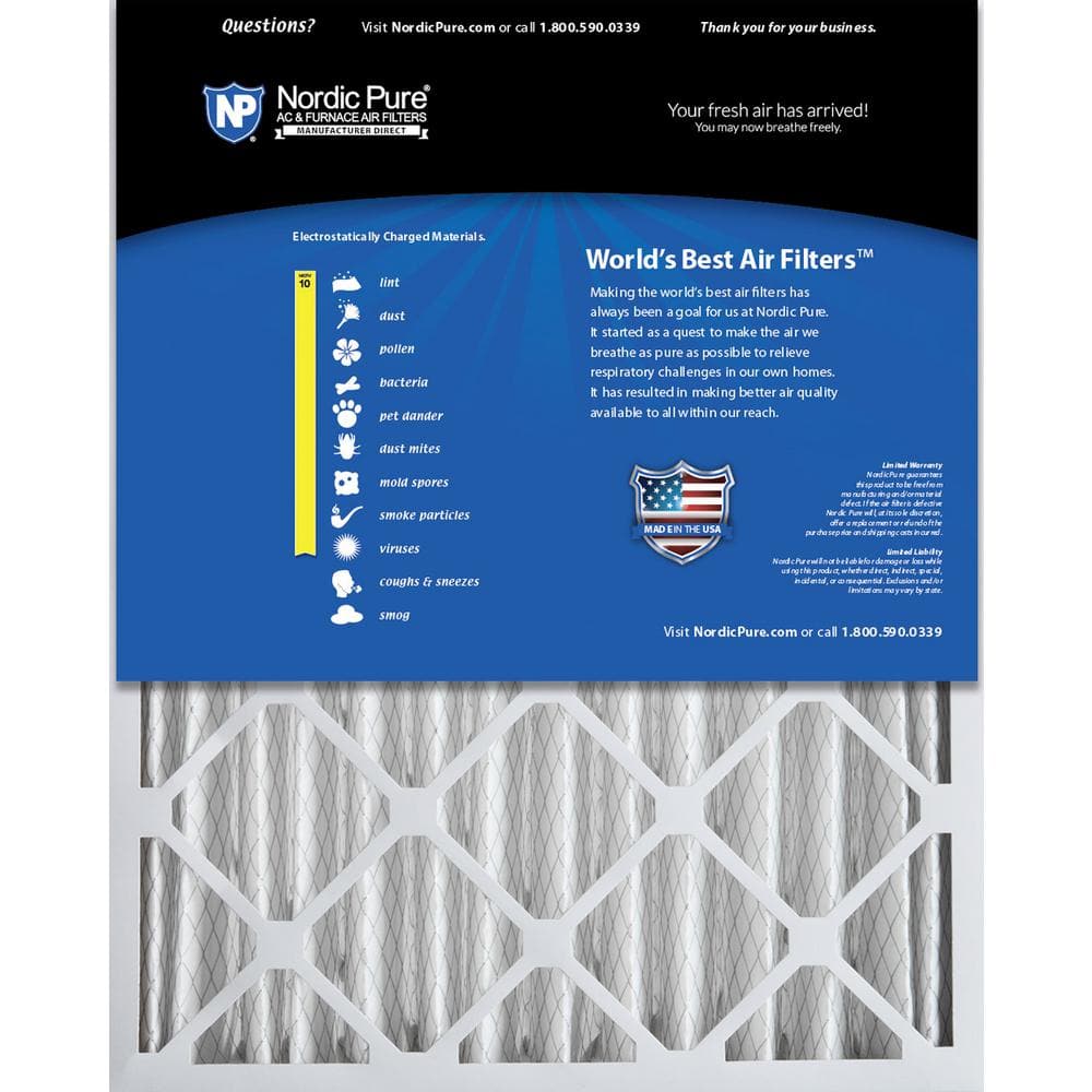 20 in. x 25 in. x 4 in. Dust & Pollen Pleated MERV 10 Air Filter (2-Pack) - Hercitys