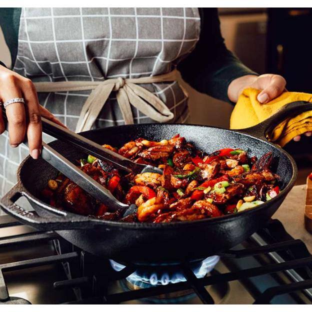 12 in. Cast Iron Chef Style Wok - Hercitys