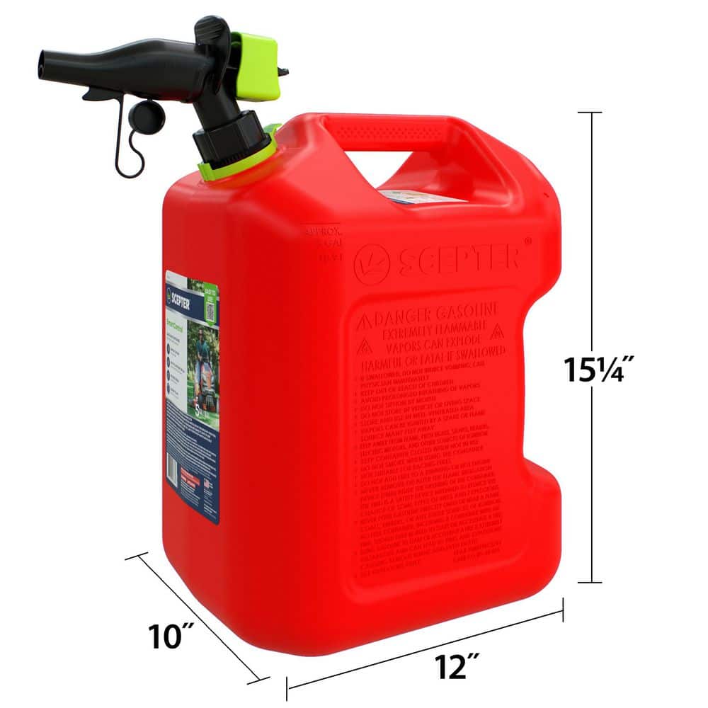 5 Gal. Smart Control Gas Can with Rear Handle, Red Fuel Container - Hercitys