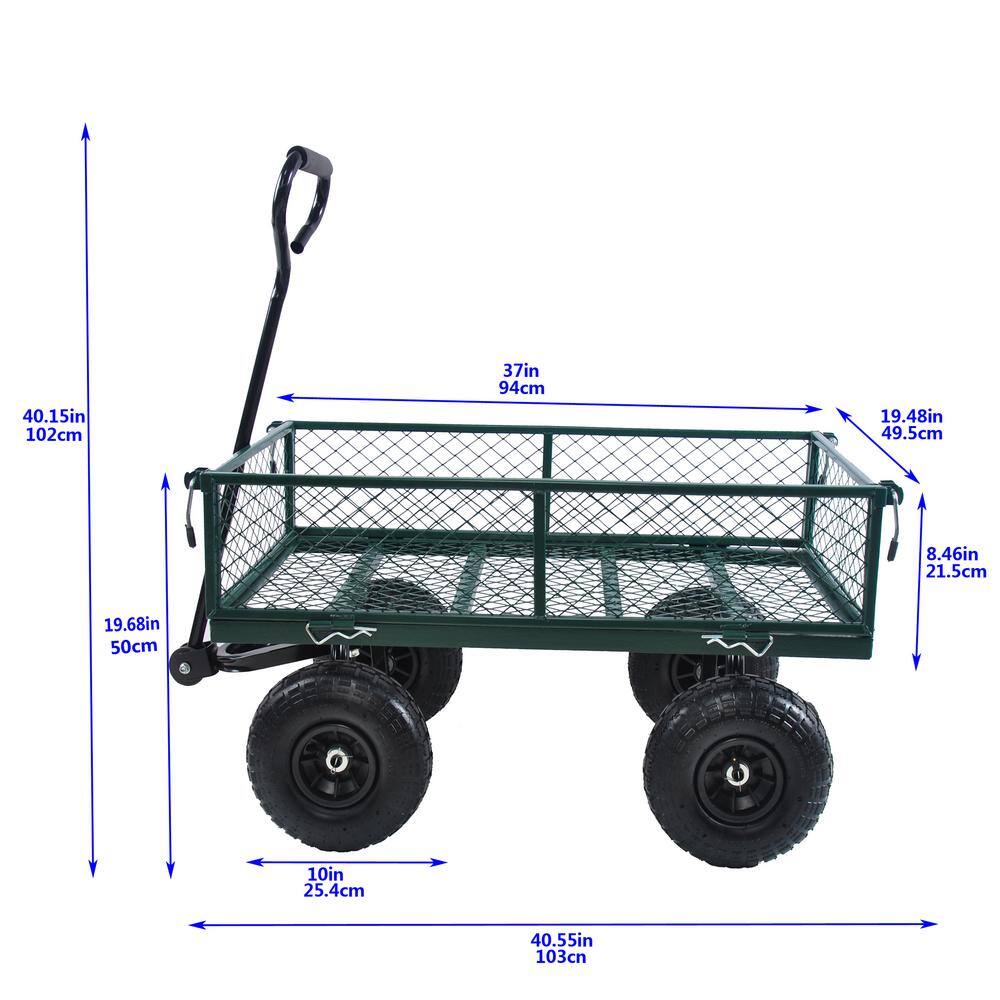 3.5 cu. ft. Metal Garden Cart, Green - Hercitys