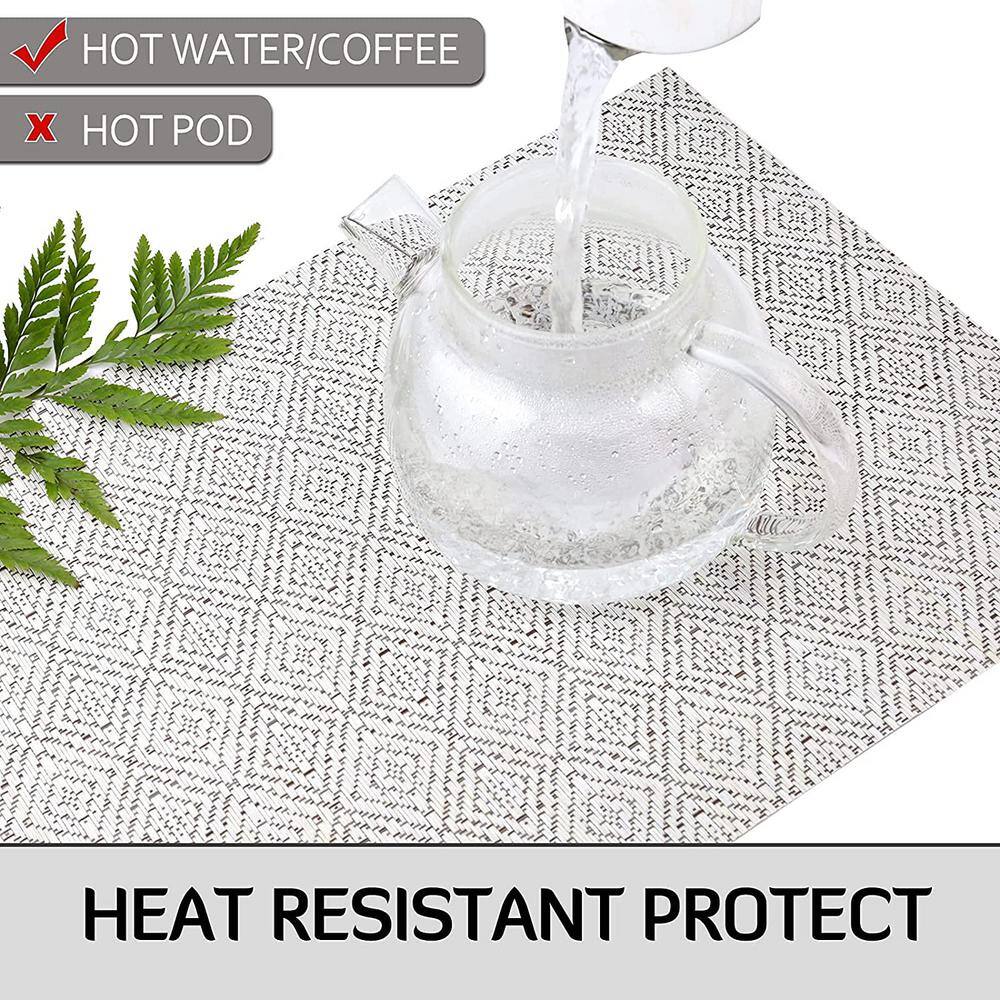 18 in. x 12 in. White Weave Vinyl Placemat (Set of 4) - Hercitys